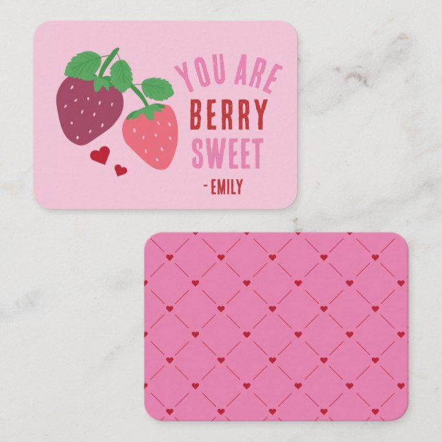 Valentinstag im Klassenzimmer Berry Sweet Mitteilungskarte (Vorne/Hinten)