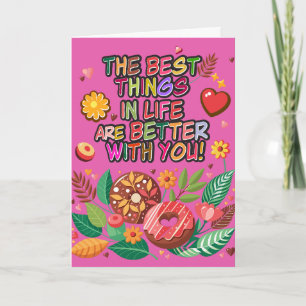 Valentinstag im Klassenzimmer Boho Donuts und Blum Karte