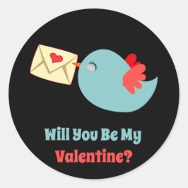 Valentinstag im Klassenzimmer Kleine Birdie Runder Aufkleber
