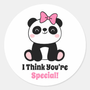 Valentinstag im Klassenzimmer Niedlich Panda Pink Runder Aufkleber