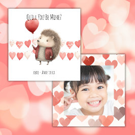 Valentinstag im Klassenzimmer, Niedlicher Igel, Fo Mitteilungskarte
