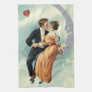 Valentinstag im viktorianischen Stil: Kuss auf dem Geschirrtuch