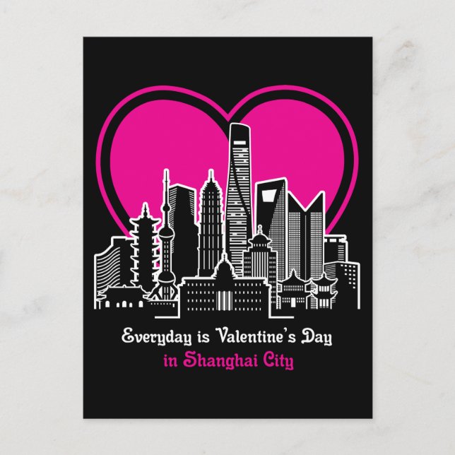 Valentinstag in Shanghai Postkarte (Vorderseite)