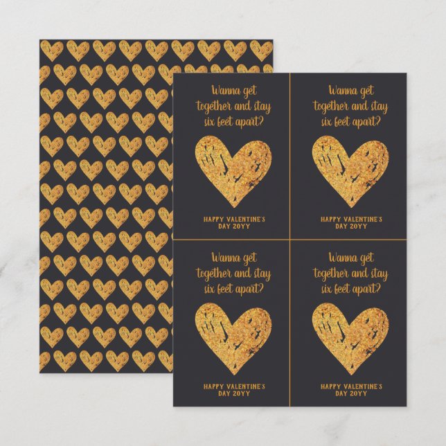 Valentinstag Joke Covid Glitzer Gold und Black Karte (Vorne/Hinten)