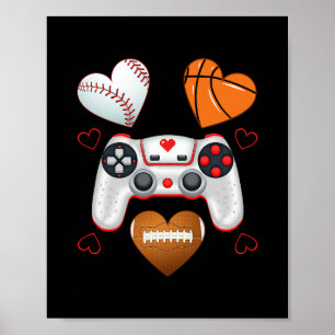 Valentinstag Jungen Männer Herzen Gaming Sketll Ve Poster