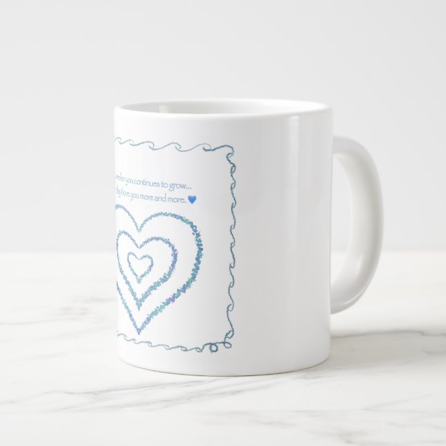 Valentinstag Kaffee Tasse Blauen Herzen Liebe (Vorderseite Rechts)