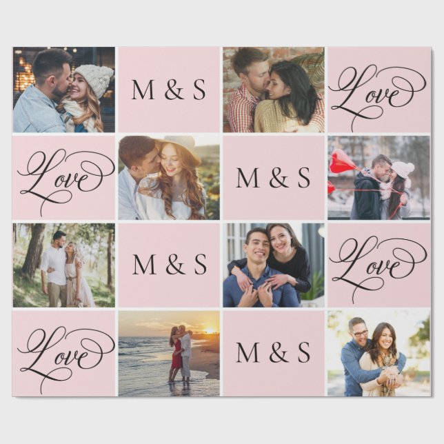 Valentinstag Kalligrafie Fotosammlung Geschenkpapier (Flach)
