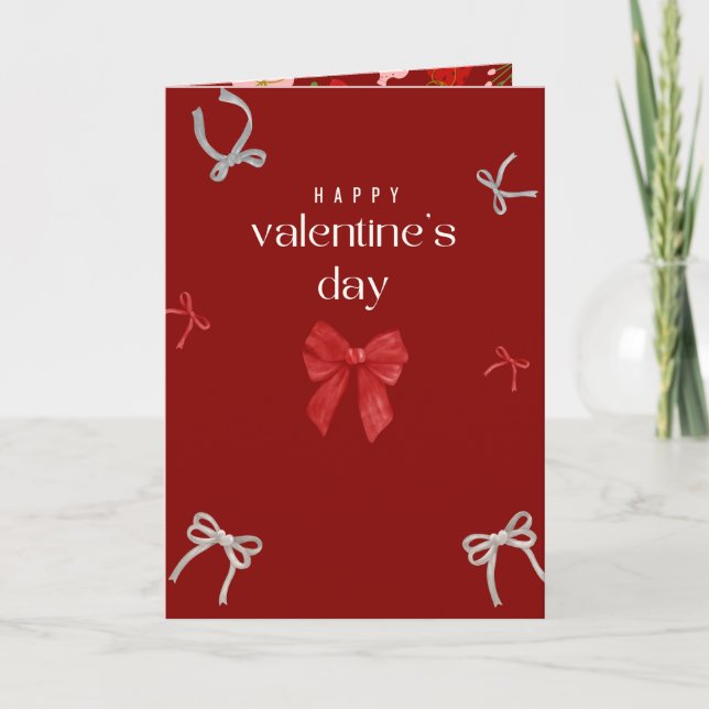 Valentinstag Kalligrafie Karte Roter Samt Farbe (Vorderseite)
