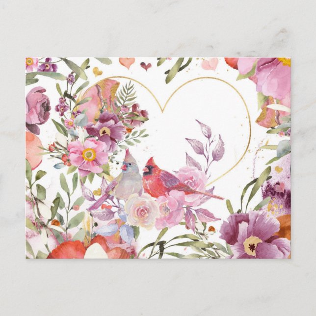 Valentinstag Kardinäle Postkarte (Vorderseite)