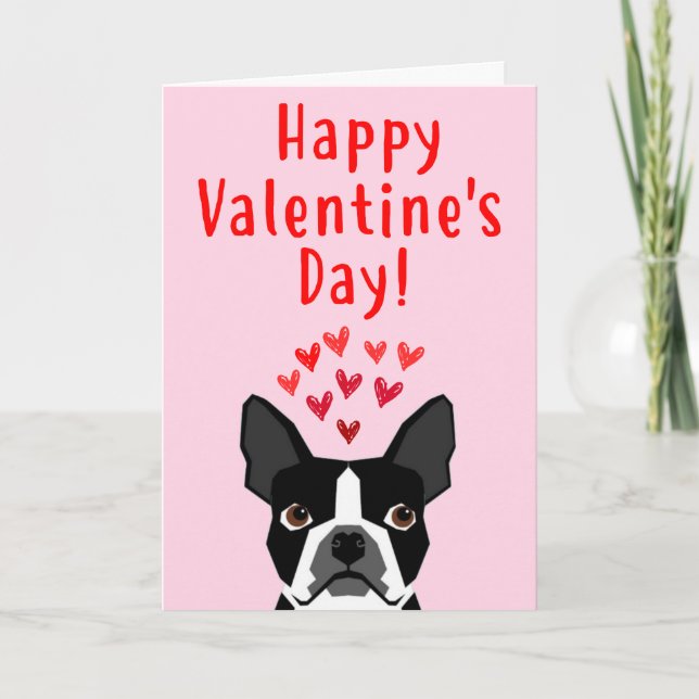 Valentinstag-Karte Bostons Terrier Feiertagskarte (Vorderseite)