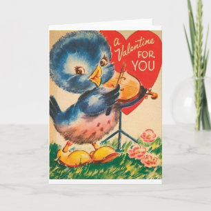 Valentinstag-Karte für Vintages Blaues Vogel Feiertagskarte