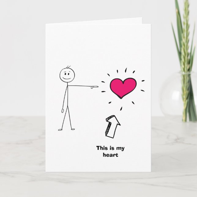 Valentinstag-Karte, Herz des Strichmännchens Karte (Vorderseite)
