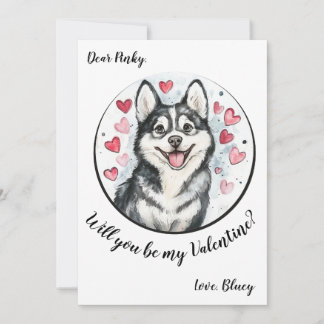 Valentinstag-Karte Husky Feiertagskarte