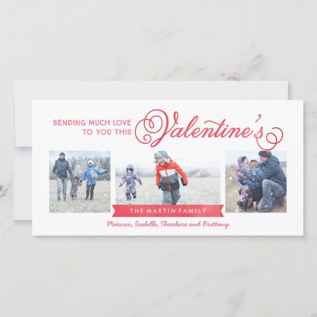 Valentinstag-Karte mit 3 Fotos Feiertagskarte (Vorderseite)
