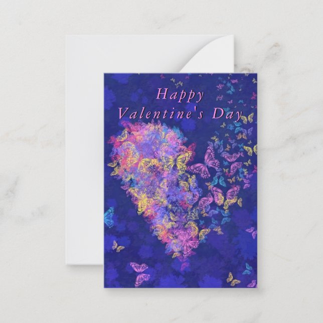 Valentinstag-Karte mit Schmetterlingsherz Mitteilungskarte (Vorderseite)