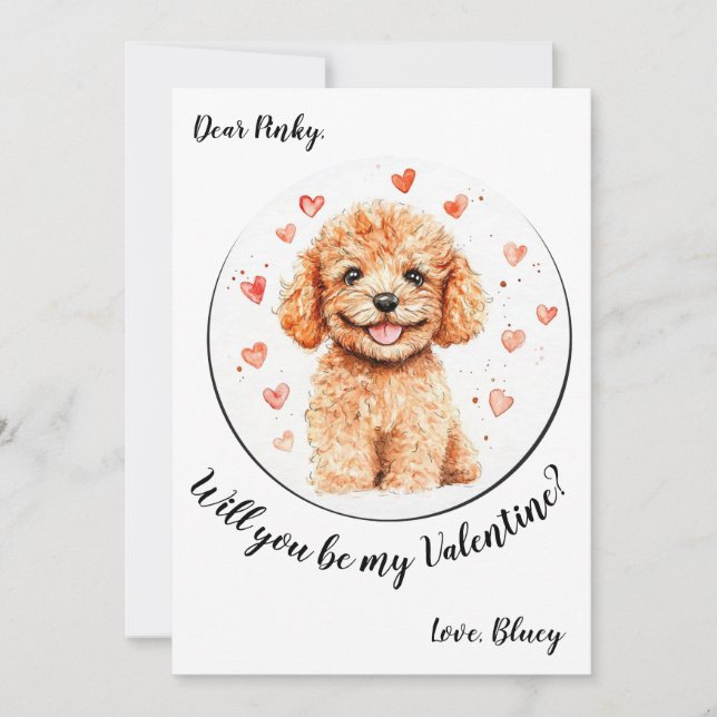 Valentinstag-Karte Poodle Feiertagskarte (Vorderseite)