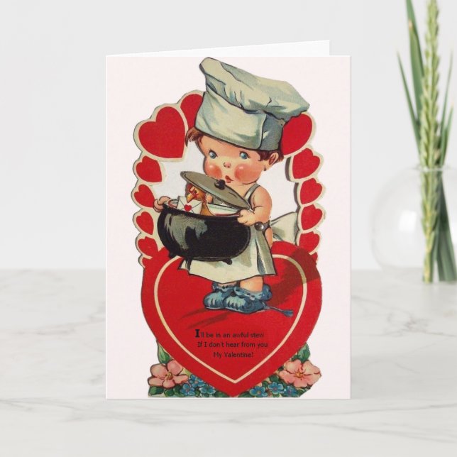 Valentinstag-Karte Vintager kleiner Koch Karte (Vorderseite)