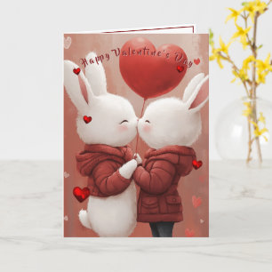 Valentinstag-Karten-Häschen rote Herzen Karte