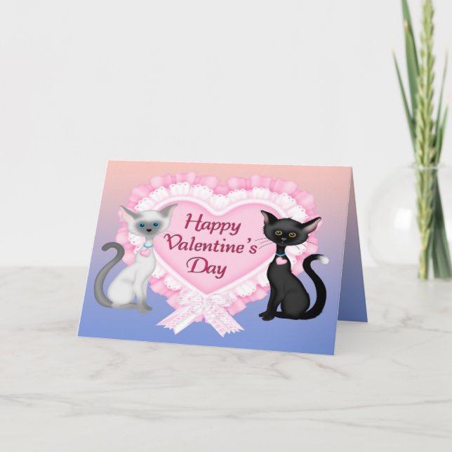 Valentinstag Katzen Grußkarte Feiertagskarte (Vorderseite)