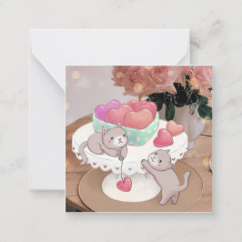 Valentinstag: Katzen, Herz-Cookies und Blume Mitteilungskarte