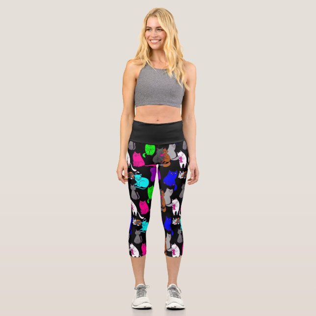 Valentinstag Katzen Herzblut Capri Leggings (Vorderseite)