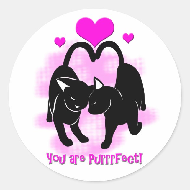 Valentinstag Katzen Runder Aufkleber (Vorderseite)