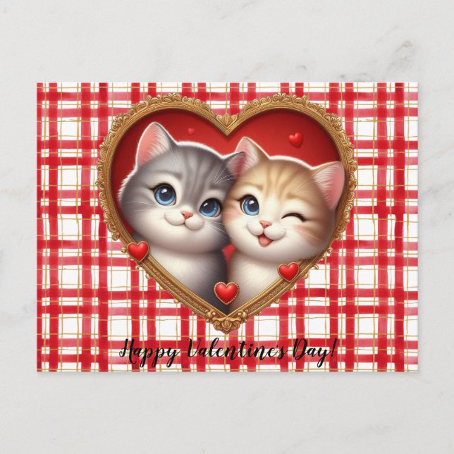 Valentinstag-Katzengrußkarte Postkarte (Vorderseite)