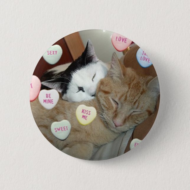 Valentinstag Kittens Button (Vorderseite)