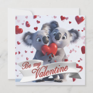 Valentinstag Koalas Flache Festtagskarte Feiertagskarte