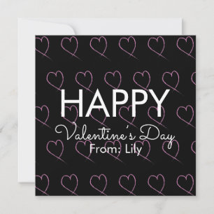 Valentinstag Kritzel Herzen Rosa Schwarz Karte