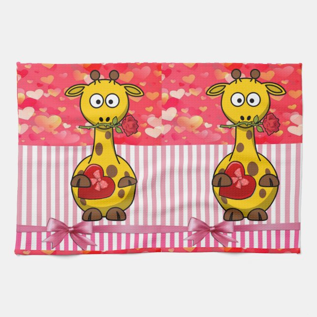 Valentinstag Küchenhandtuch, Giraffe Geschirrtuch (Horizontal)