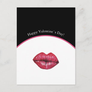 Valentinstag Küssende Lippen Aquarell Postkarte