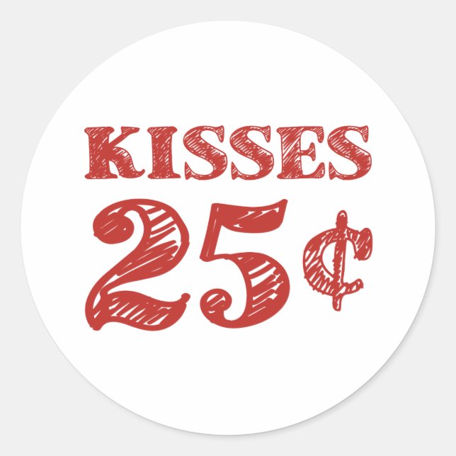 Valentinstag küsst 25 Cents Runder Aufkleber (Vorderseite)