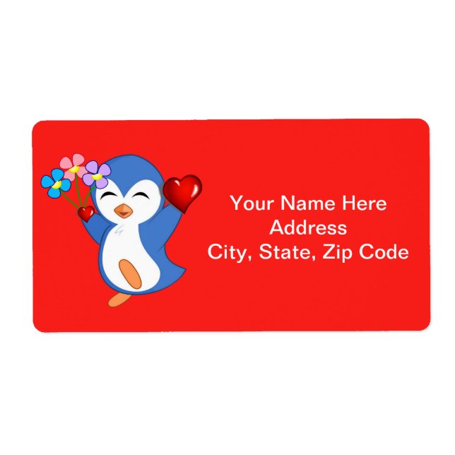 Valentinstag Labels Herz Pinguin Herz (Vorne)