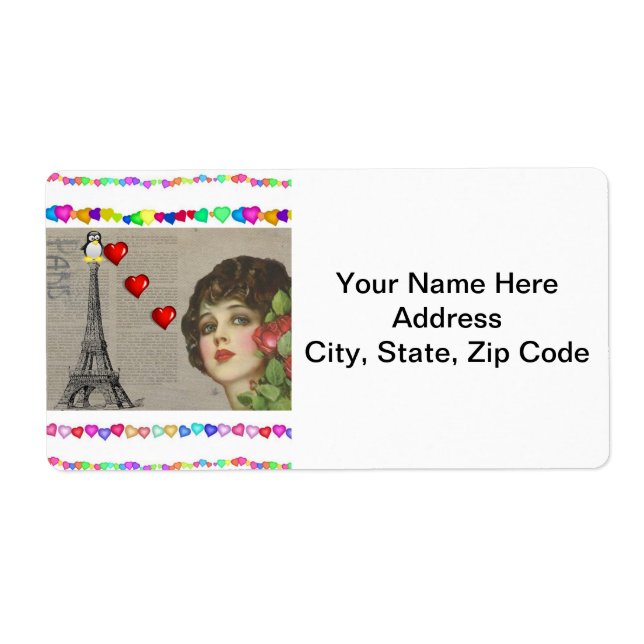 Valentinstag Labels Herz Pinguin Herz (Vorne)