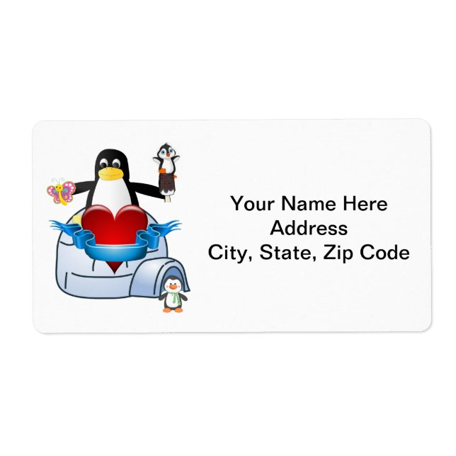 Valentinstag Labels Herz Pinguin Herz (Vorne)