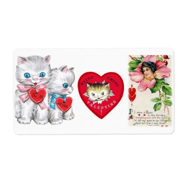 Valentinstag Labels Vintag Kitten (Vorne)