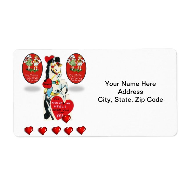 Valentinstag-Labels Vintages Pferd (Vorne)