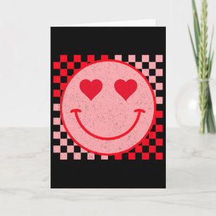 Valentinstag-Lächeln Gesicht Lächelnd Kariertes Mu Karte