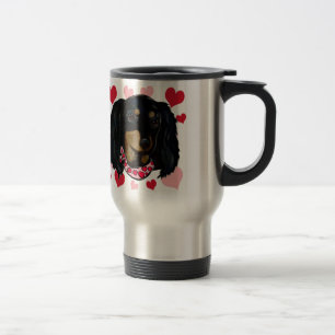 Valentinstag Langhaarige Schwarze Doxie Reisebecher
