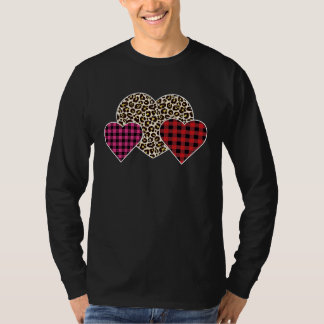 Valentinstag Leopard Büffel Kariert Herzen Kinder  T-Shirt