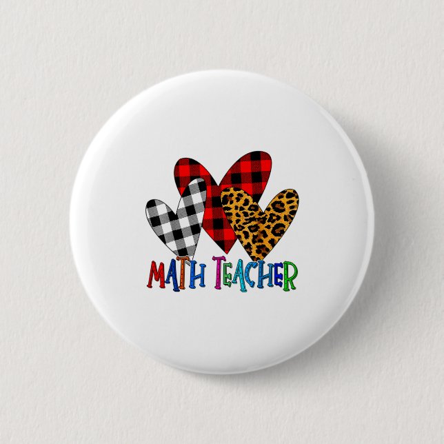 Valentinstag Leopard Mathematik Lehrer Buffalo Kar Button (Vorderseite)