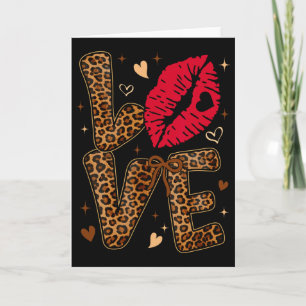 Valentinstag Leoparden Druck Liebe Rote Lippen Wor Karte