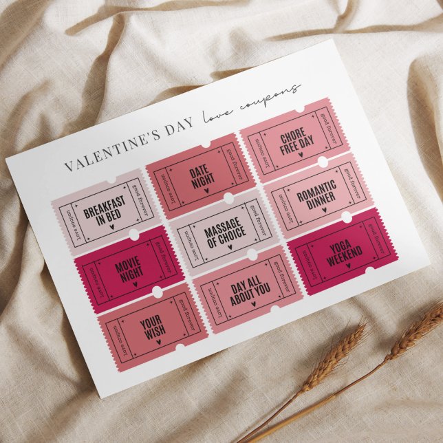 Valentinstag Liebe Coupons gedrucktes Blatt (Von Creator hochgeladen)
