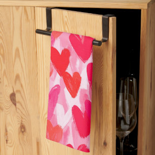 Valentinstag Liebe für Multiherzen Muster rosa Geschirrtuch