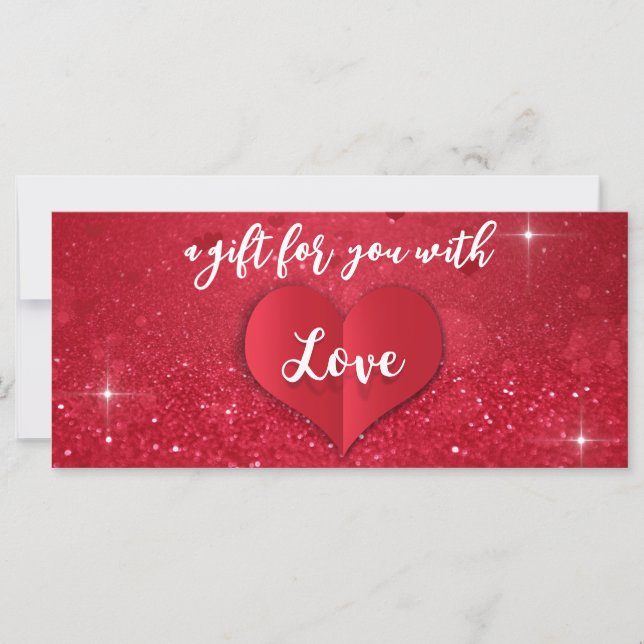 Valentinstag Liebe Herz Roter Glitzer Geschenkkart (Vorderseite)