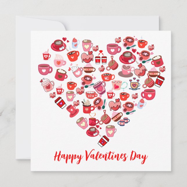 Valentinstag Liebe Herzform Kaffeedesign Einladung (Vorderseite)