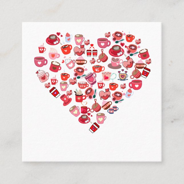 Valentinstag Liebe Herzform Kaffeedesign Quadratische Visitenkarte (Vorderseite)