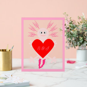 Valentinstag Liebe Herzstück Axolotl Mit Monogramm Acrylschild
