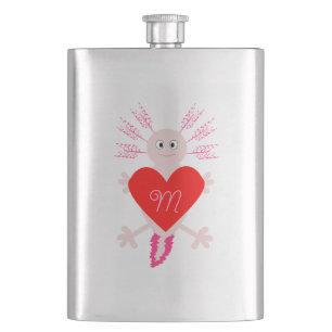 Valentinstag Liebe Herzstück Axolotl Mit Monogramm Flachmann